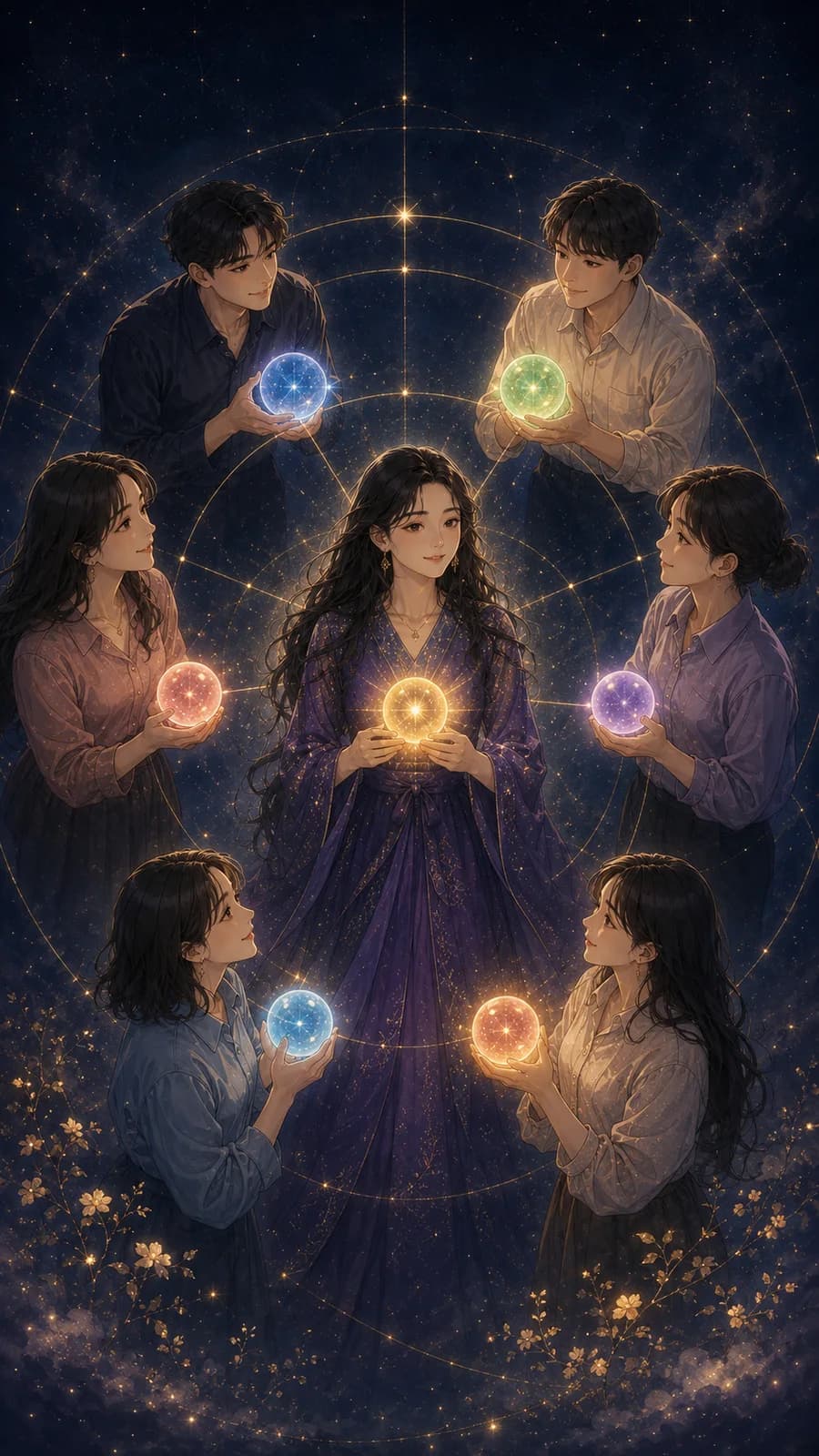 여러 친구의 빛이 균형 있게 연결된 인연의 힘