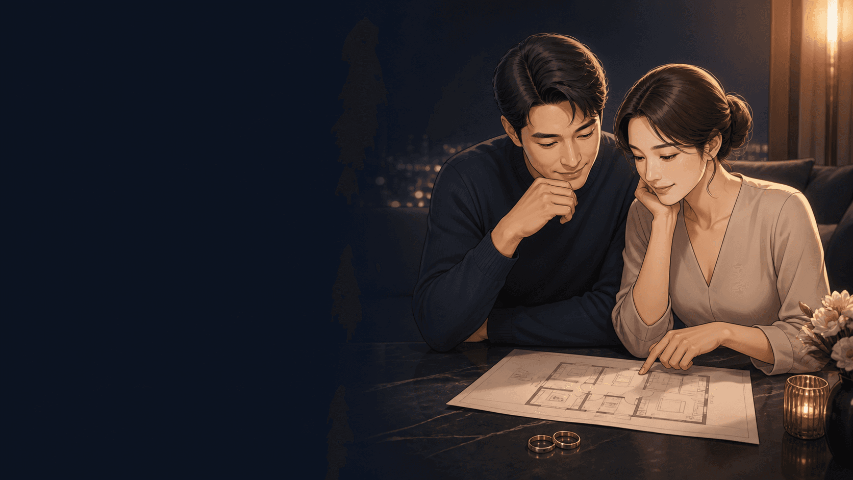 함께할 생활 계획을 바라보는 연인 웹툰 장면